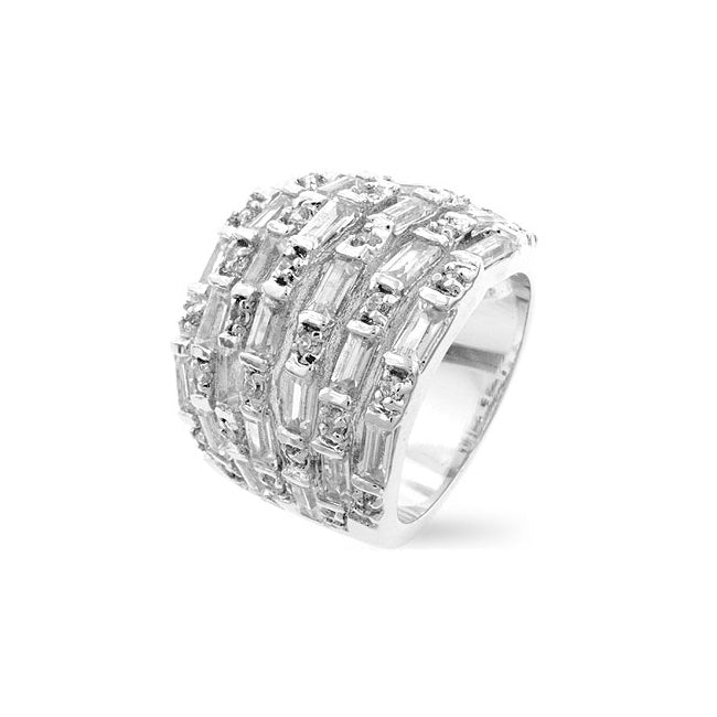 Multi Row Cubic Zirconia Fashion Ring - LinkagejewelrydesignLinkagejewelrydesign