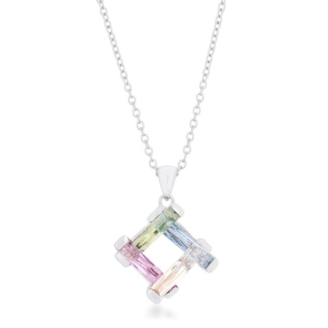 Myra Necklace 10ct Multicolor Rhodium Necklace - LinkagejewelrydesignLinkagejewelrydesign