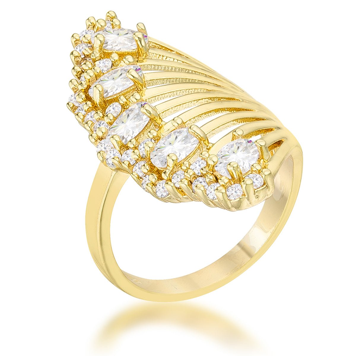 Natalie 2.15ct CZ 14k Gold Contemporary Cocktail Ring, &lt;b&gt;Size 5&lt;/b&gt; - LinkagejewelrydesignLinkagejewelrydesign