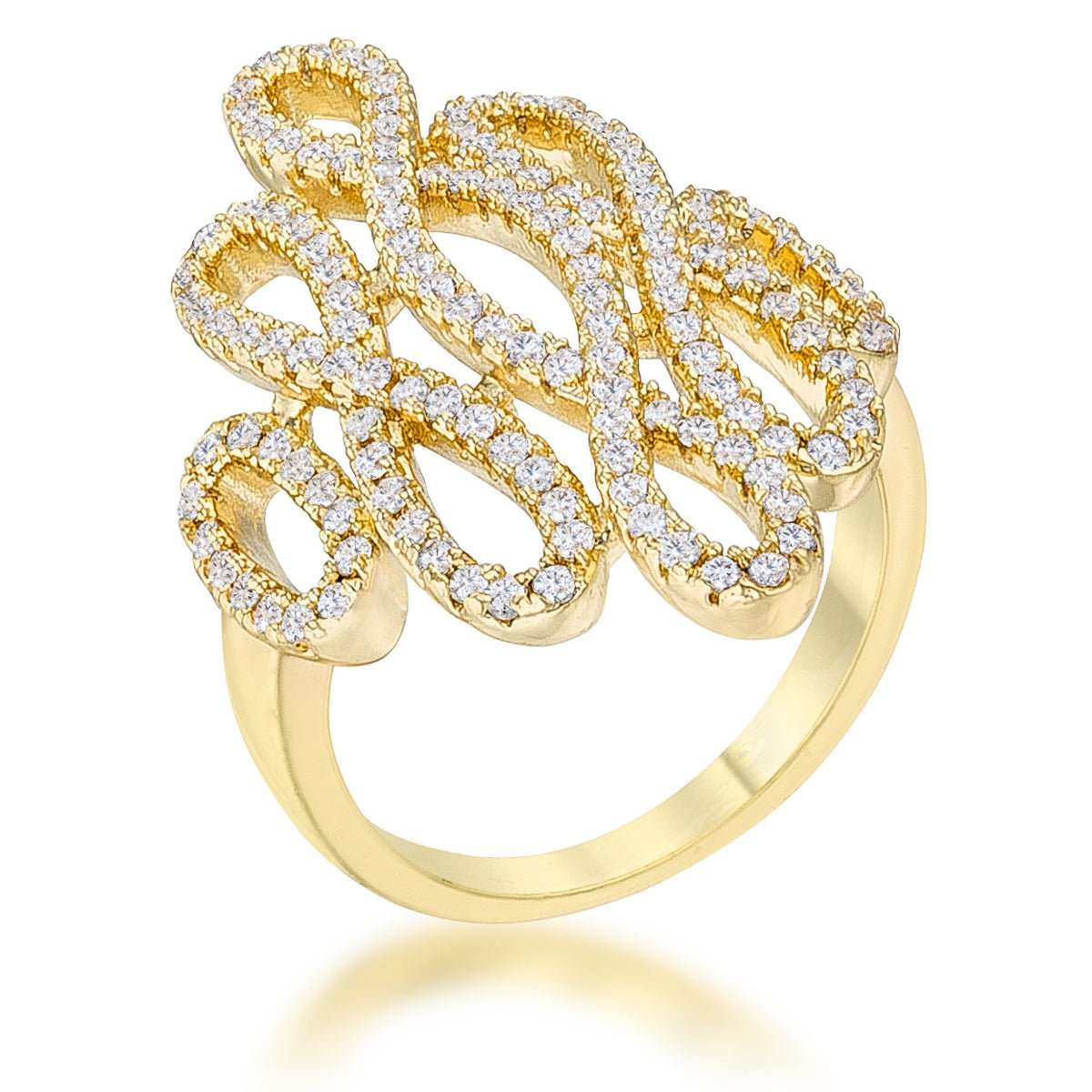 Natasha 0.94ct CZ 14k Gold Contemporary Cocktail Ring, &lt;b&gt;Size 5&lt;/b&gt; - LinkagejewelrydesignLinkagejewelrydesign