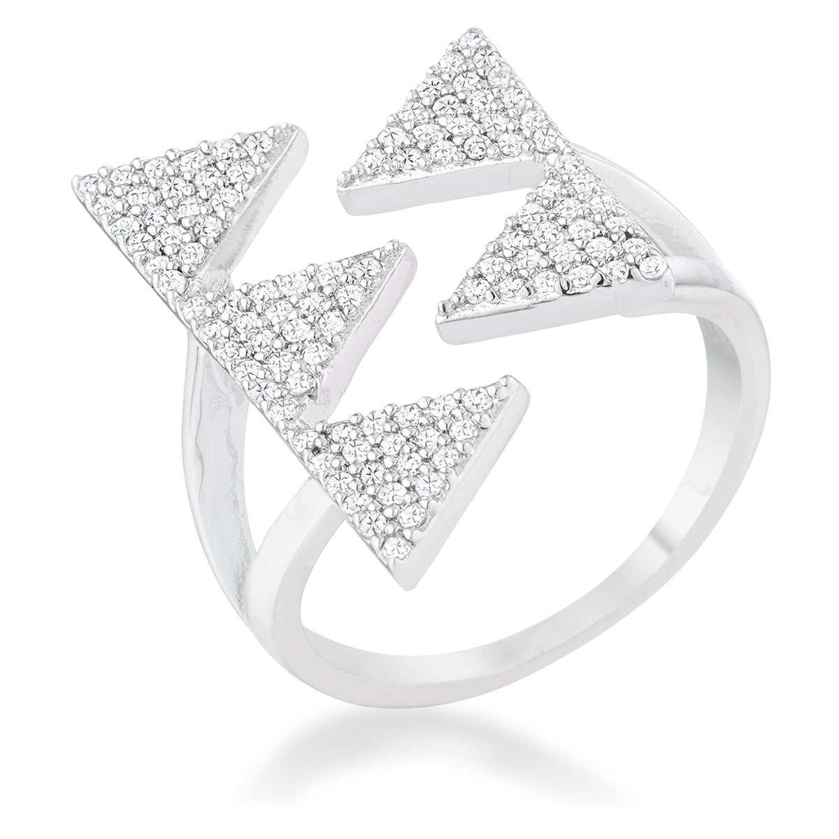 Nori 0.63ct CZ Rhodium Geometric Contemporary Ring, <b>Size 5</b> - LinkagejewelrydesignLinkagejewelrydesign