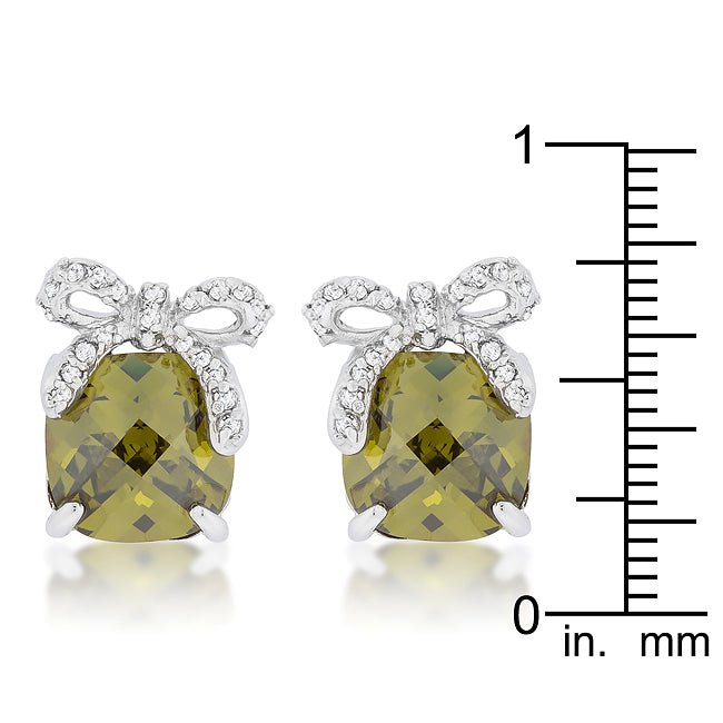 Olivine Drop Earrings with Bow - LinkagejewelrydesignLinkagejewelrydesign