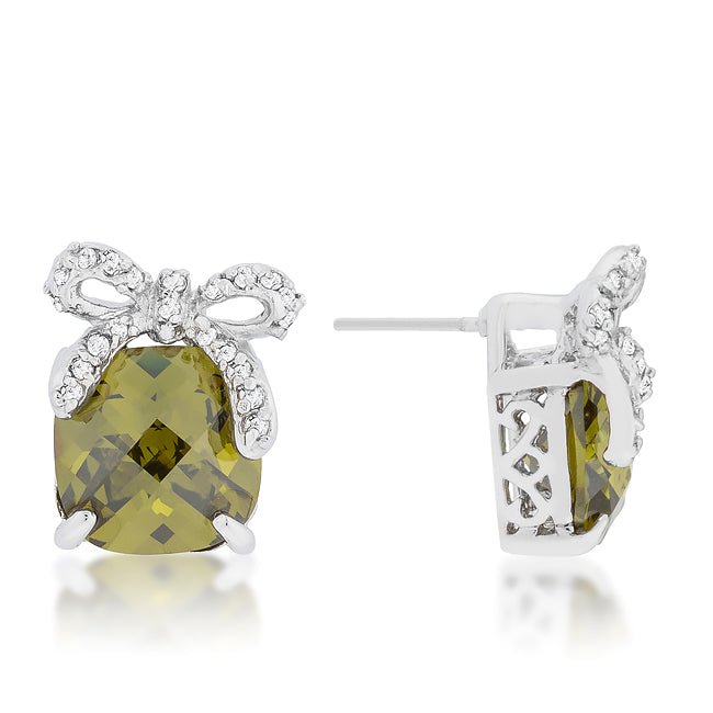 Olivine Drop Earrings with Bow - LinkagejewelrydesignLinkagejewelrydesign