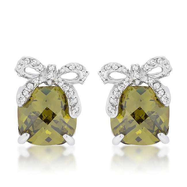 Olivine Drop Earrings with Bow - LinkagejewelrydesignLinkagejewelrydesign