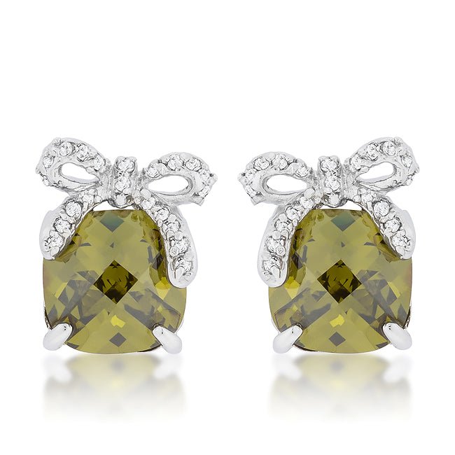 Olivine Drop Earrings with Bow - LinkagejewelrydesignLinkagejewelrydesign