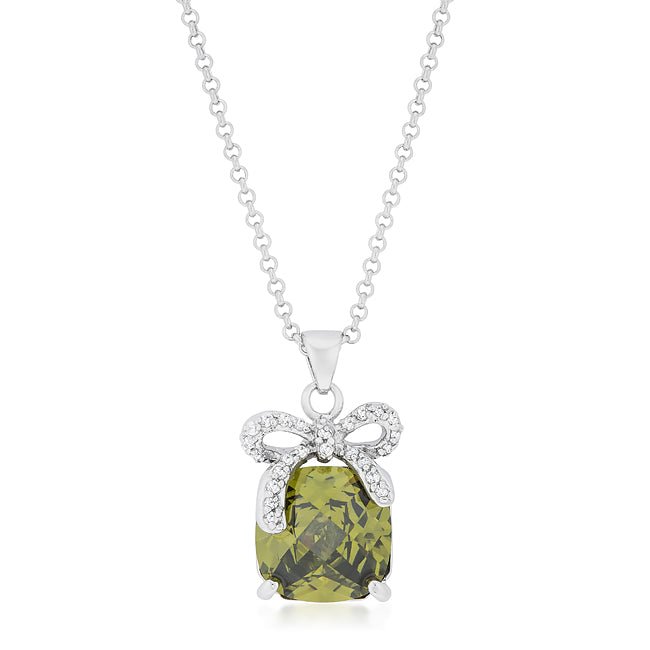 Olivine Pendant with Bow - LinkagejewelrydesignLinkagejewelrydesign