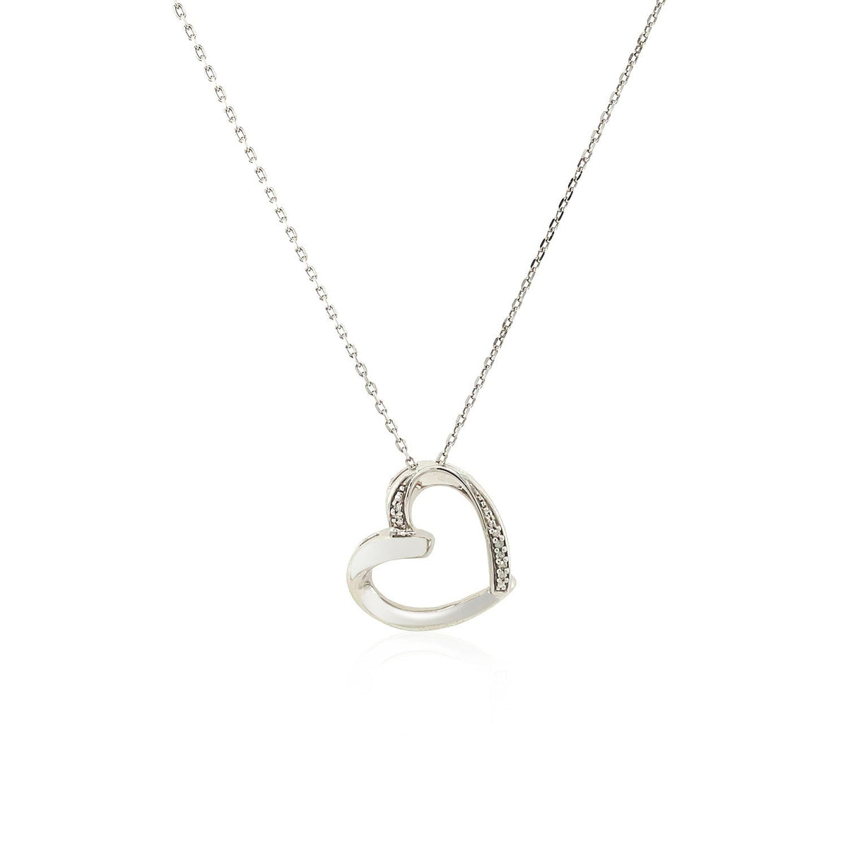 Open Heart Pendant with Diamonds in Sterling Silver - LinkagejewelrydesignLinkagejewelrydesign