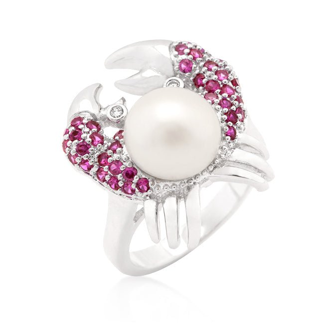 Pearl Crab Cubic Zirconia Ring - LinkagejewelrydesignLinkagejewelrydesign