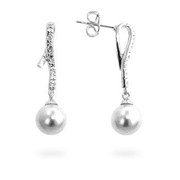 Pearl Cubic Zirconia Dangle Earrings - LinkagejewelrydesignLinkagejewelrydesign