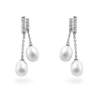 Pearl Diamond Dangles - LinkagejewelrydesignLinkagejewelrydesign