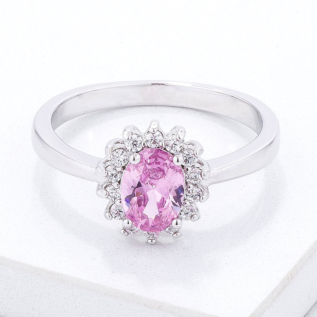 Pink Ice CZ Petite Oval Ring, &lt;b&gt;Size 5&lt;/b&gt; - LinkagejewelrydesignLinkagejewelrydesign