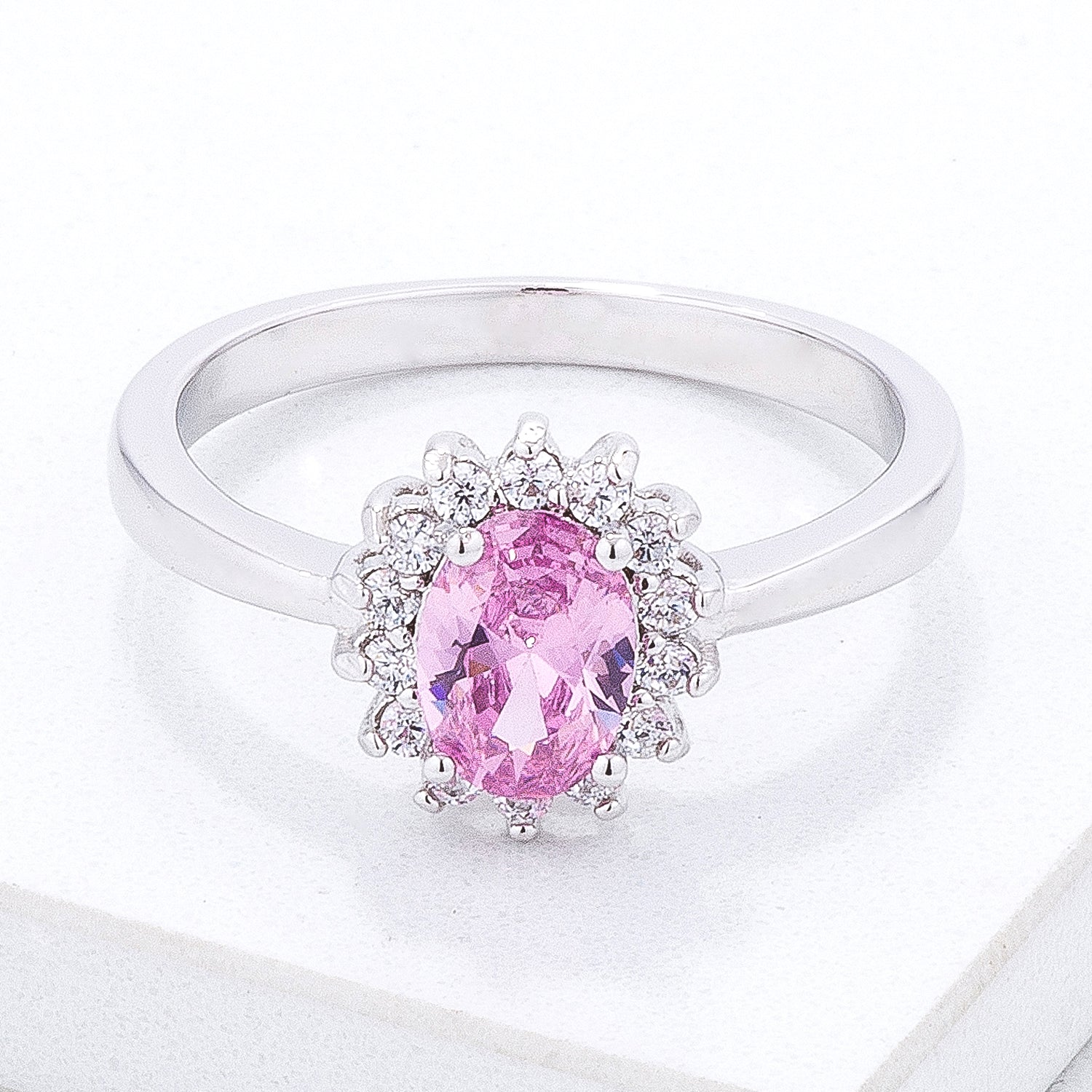 Pink Ice CZ Petite Oval Ring, <b>Size 5</b> - LinkagejewelrydesignLinkagejewelrydesign