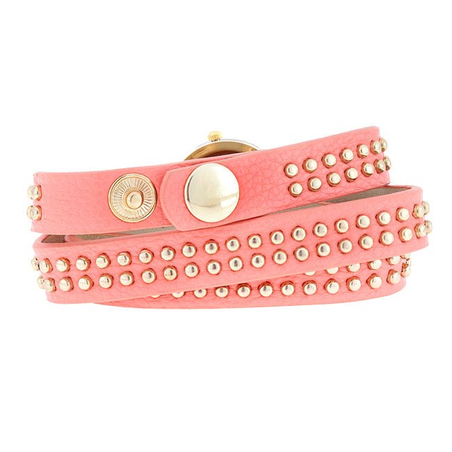 Pink Mini Studded Wrap Watch - LinkagejewelrydesignLinkagejewelrydesign