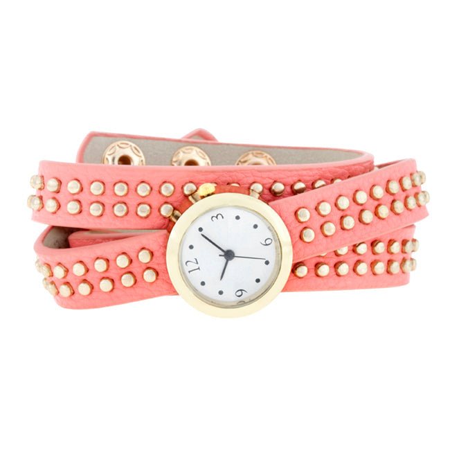 Pink Mini Studded Wrap Watch - LinkagejewelrydesignLinkagejewelrydesign