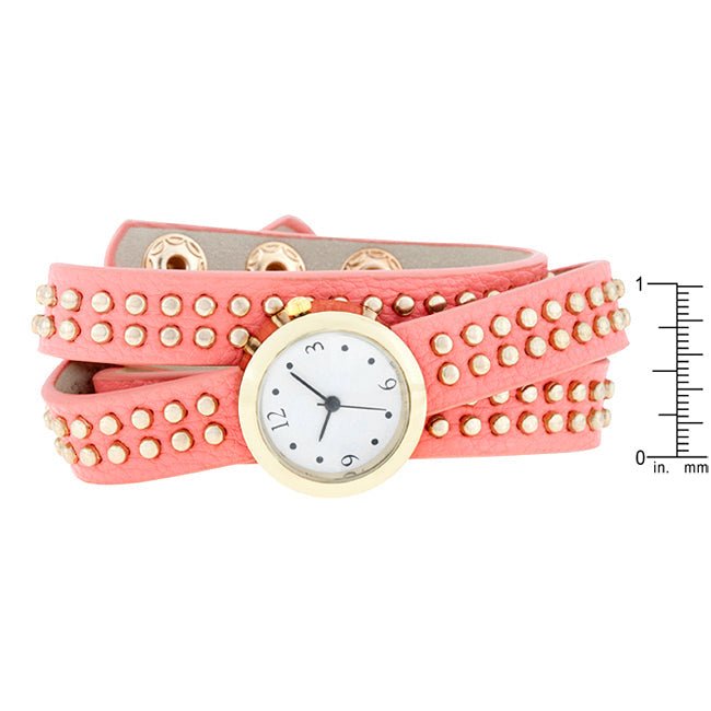 Pink Mini Studded Wrap Watch - LinkagejewelrydesignLinkagejewelrydesign