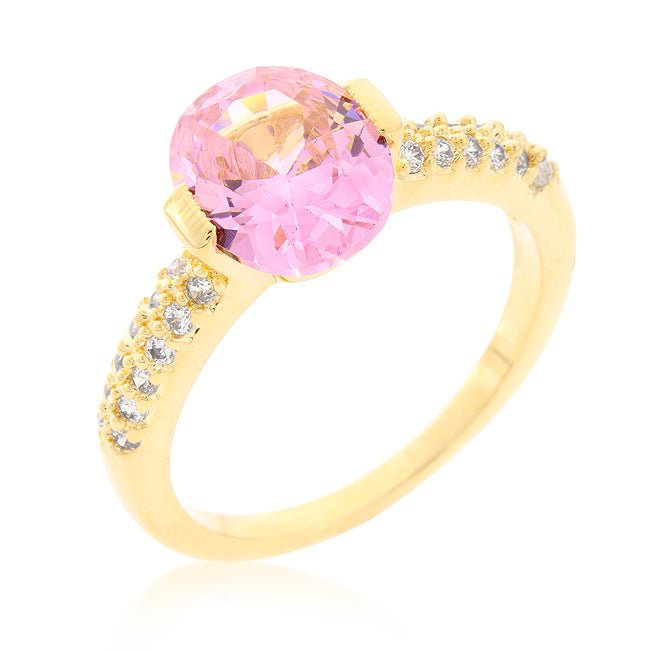 Pink Oval Cubic Zirconia Engagement Ring - LinkagejewelrydesignLinkagejewelrydesign