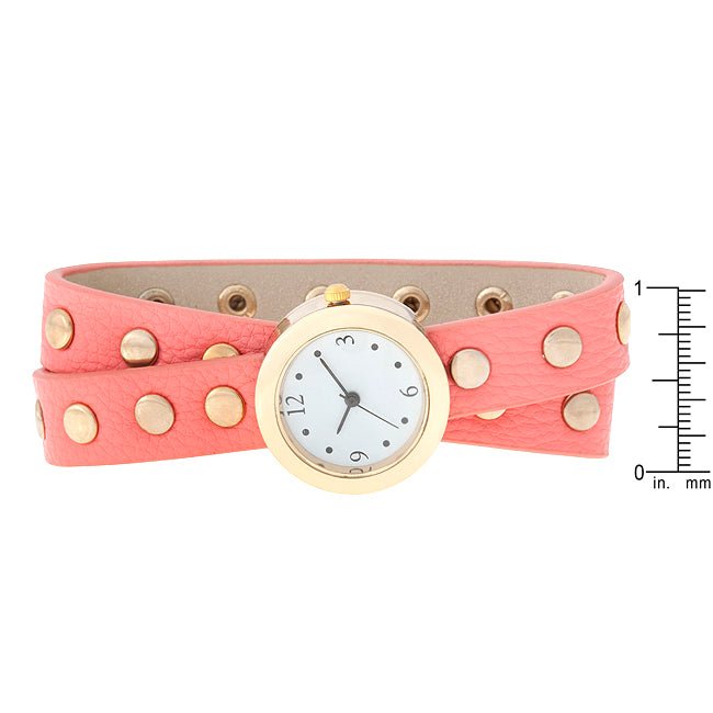 Pink Round Studded Wrap Watch - LinkagejewelrydesignLinkagejewelrydesign