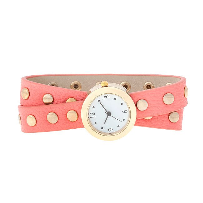 Pink Round Studded Wrap Watch - LinkagejewelrydesignLinkagejewelrydesign