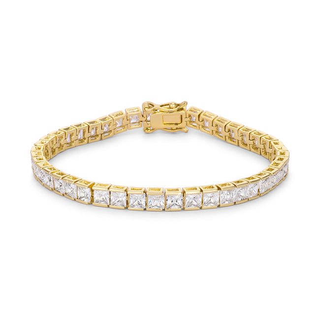 Princess Cut CZ Gold Tone Tennis Bracelet - LinkagejewelrydesignLinkagejewelrydesign