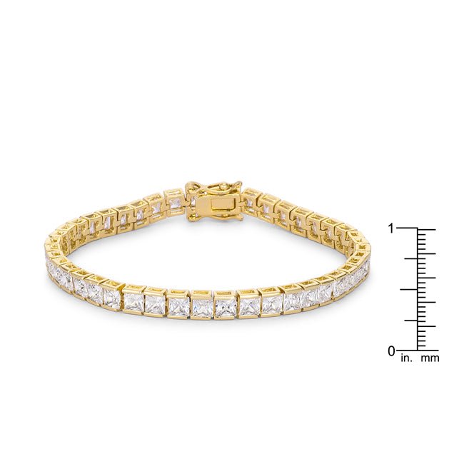 Princess Cut CZ Gold Tone Tennis Bracelet - LinkagejewelrydesignLinkagejewelrydesign