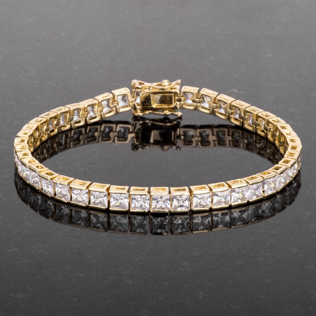 Princess Cut CZ Gold Tone Tennis Bracelet - LinkagejewelrydesignLinkagejewelrydesign