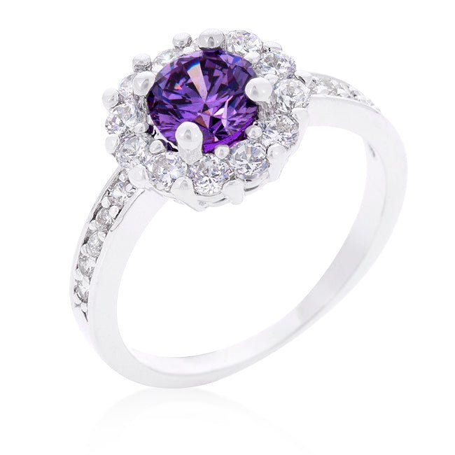 Purple Halo Engagement Ring - LinkagejewelrydesignLinkagejewelrydesign