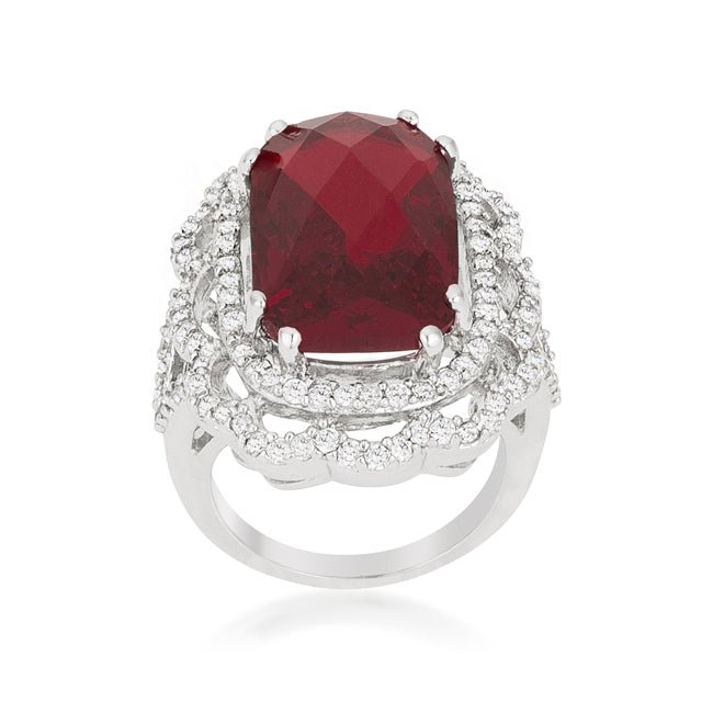 Red Cocktail Crest Ring - LinkagejewelrydesignLinkagejewelrydesign