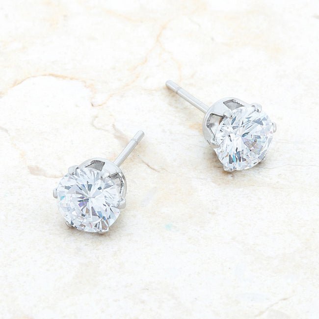 Reign 3.4ct CZ Rhodium Stainless Steel Stud Earrings - LinkagejewelrydesignLinkagejewelrydesign