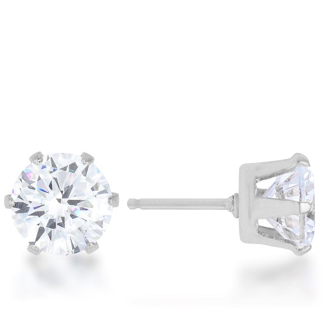 Reign 3.4ct CZ Rhodium Stainless Steel Stud Earrings - LinkagejewelrydesignLinkagejewelrydesign