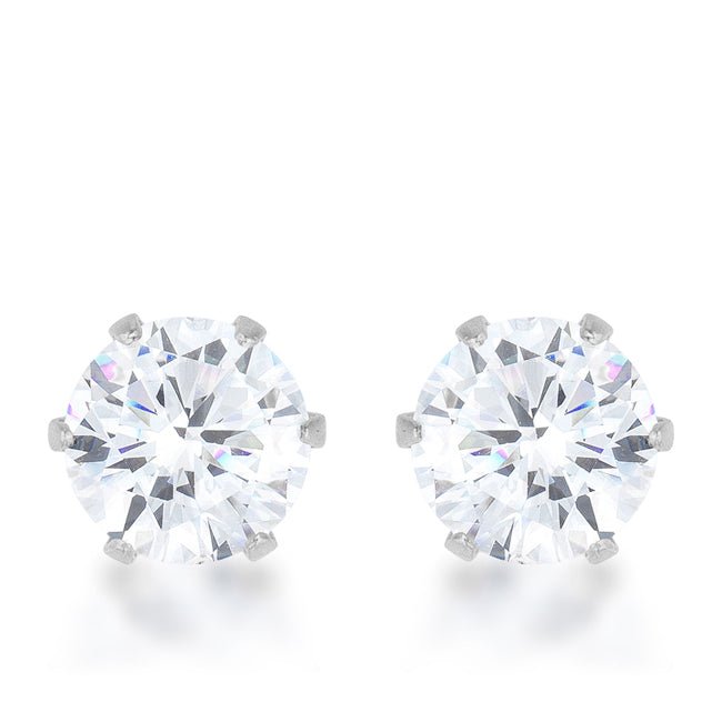 Reign 3.4ct CZ Rhodium Stainless Steel Stud Earrings - LinkagejewelrydesignLinkagejewelrydesign