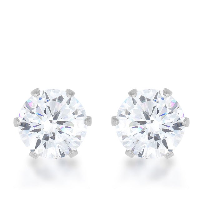 Reign 3.4ct CZ Rhodium Stainless Steel Stud Earrings - LinkagejewelrydesignLinkagejewelrydesign