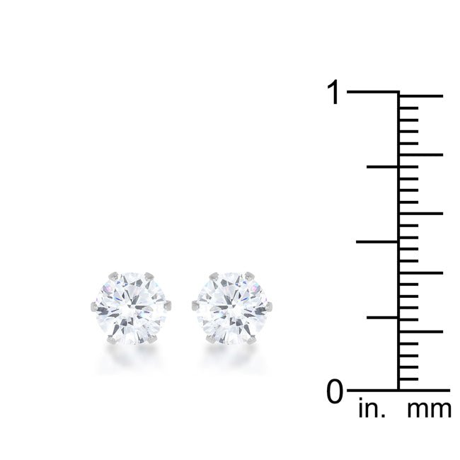 Reign 3.4ct CZ Rhodium Stainless Steel Stud Earrings - LinkagejewelrydesignLinkagejewelrydesign