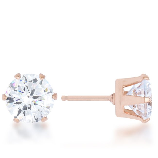 Reign 3.4ct CZ Rose Gold Stainless Steel Stud Earrings - LinkagejewelrydesignLinkagejewelrydesign