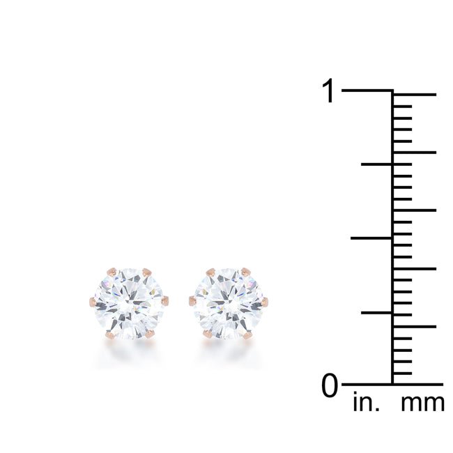 Reign 3.4ct CZ Rose Gold Stainless Steel Stud Earrings - LinkagejewelrydesignLinkagejewelrydesign