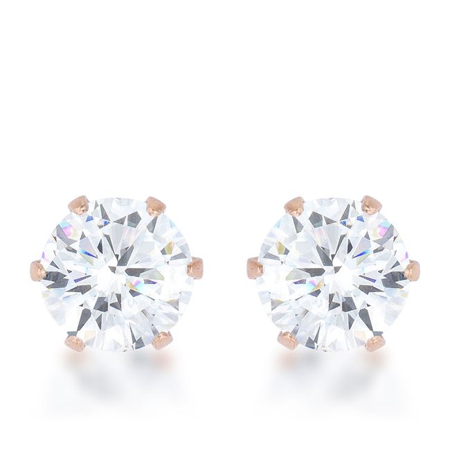 Reign 3.4ct CZ Rose Gold Stainless Steel Stud Earrings - LinkagejewelrydesignLinkagejewelrydesign