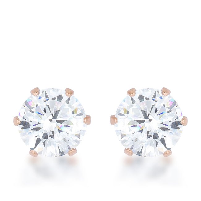 Reign 3.4ct CZ Rose Gold Stainless Steel Stud Earrings - LinkagejewelrydesignLinkagejewelrydesign