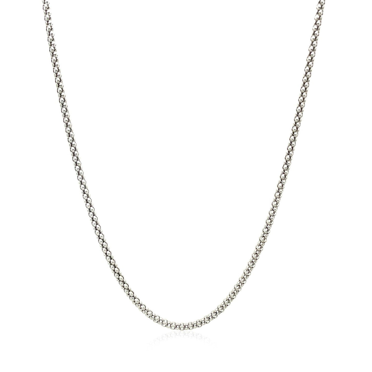 Rhodium Plated 1.8mm Sterling Silver Popcorn Style Chain - LinkagejewelrydesignLinkagejewelrydesign