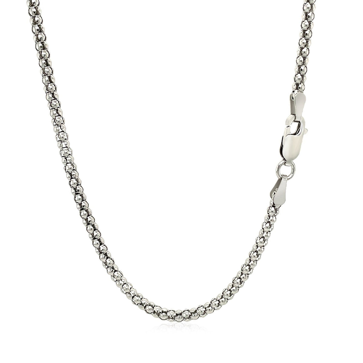 Rhodium Plated 2.5mm Sterling Silver Popcorn Style Chain - LinkagejewelrydesignLinkagejewelrydesign