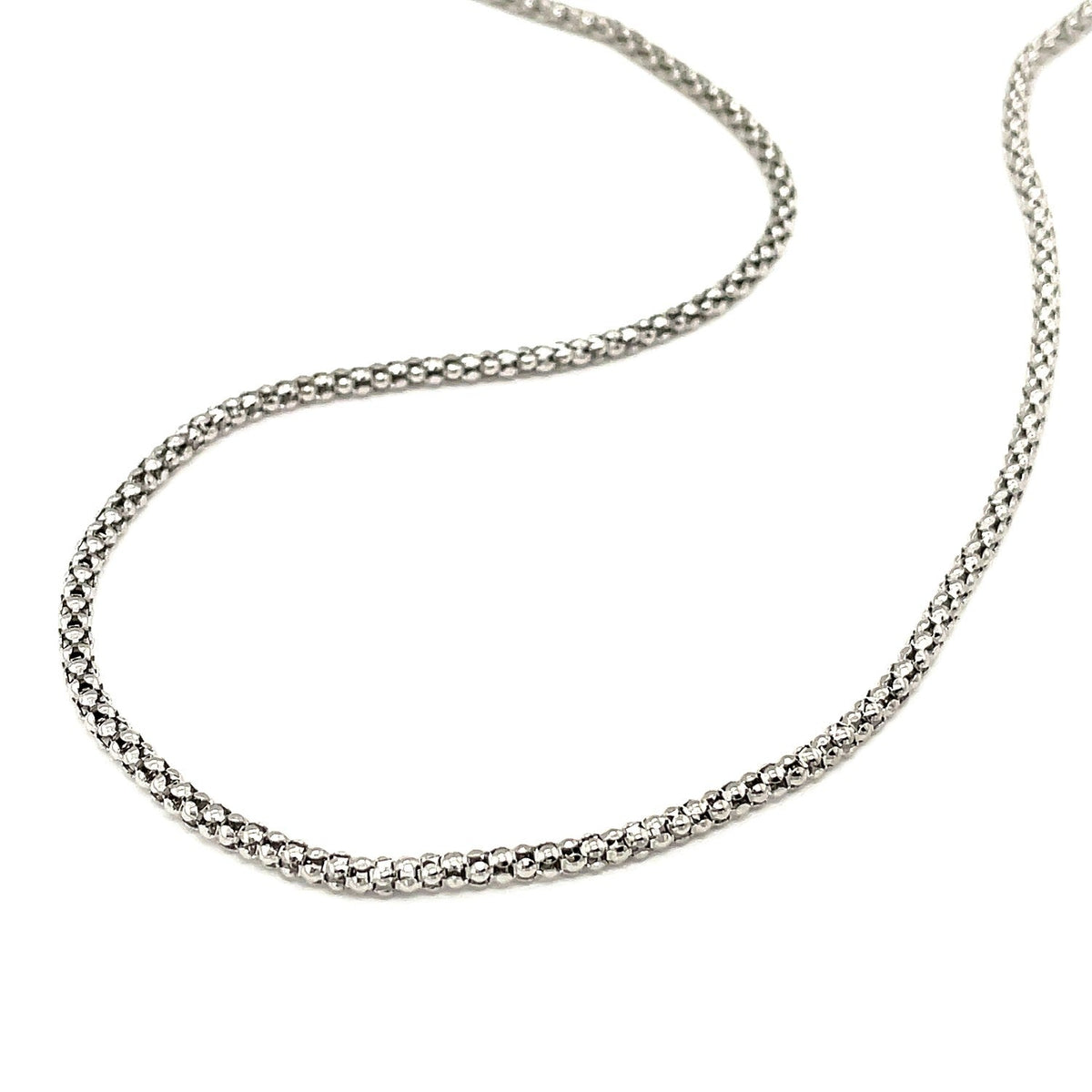 Rhodium Plated 2.5mm Sterling Silver Popcorn Style Chain - LinkagejewelrydesignLinkagejewelrydesign
