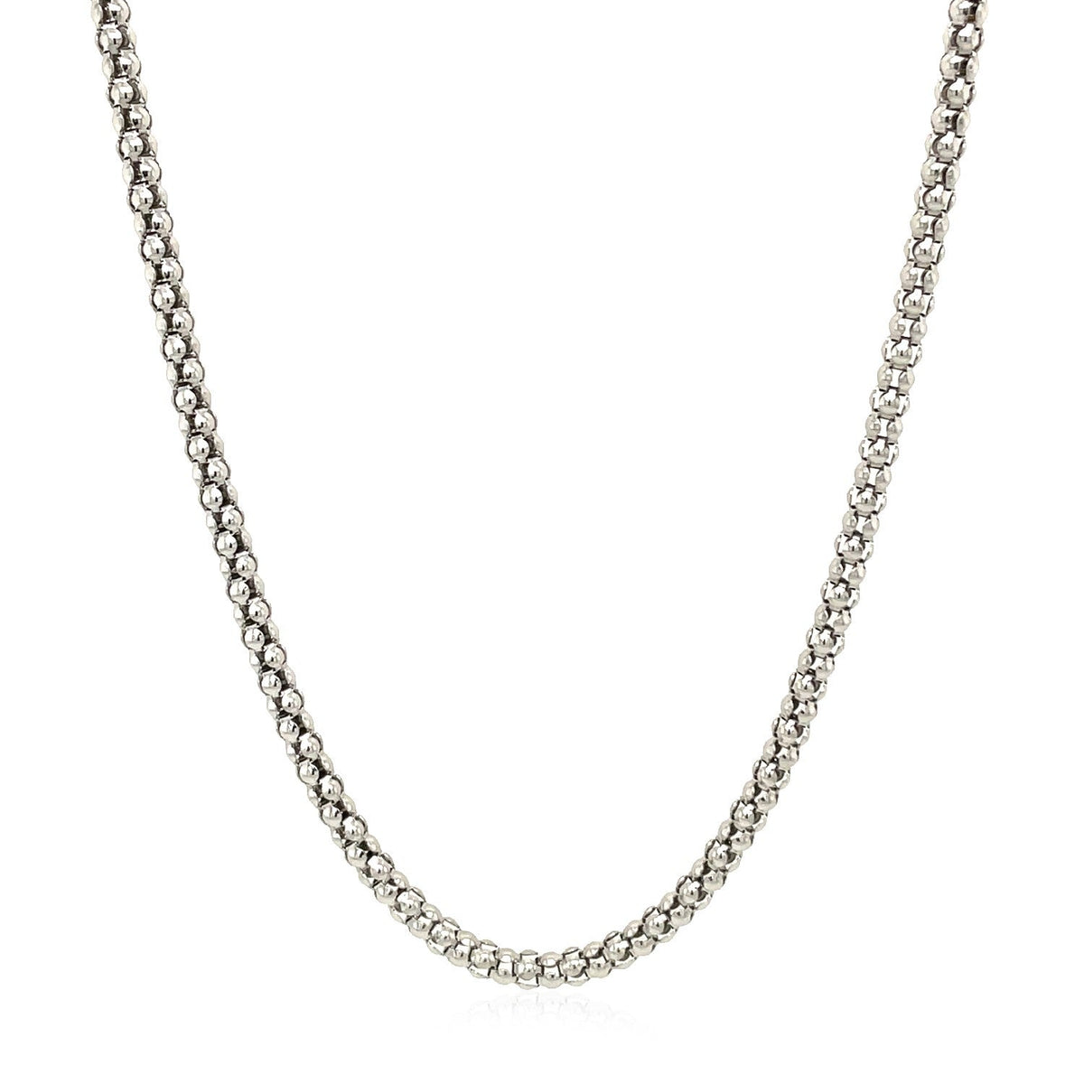 Rhodium Plated 2.5mm Sterling Silver Popcorn Style Chain - LinkagejewelrydesignLinkagejewelrydesign