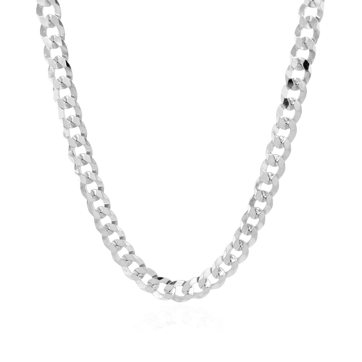 Rhodium Plated 5.6mm Sterling Silver Curb Style Chain - LinkagejewelrydesignLinkagejewelrydesign