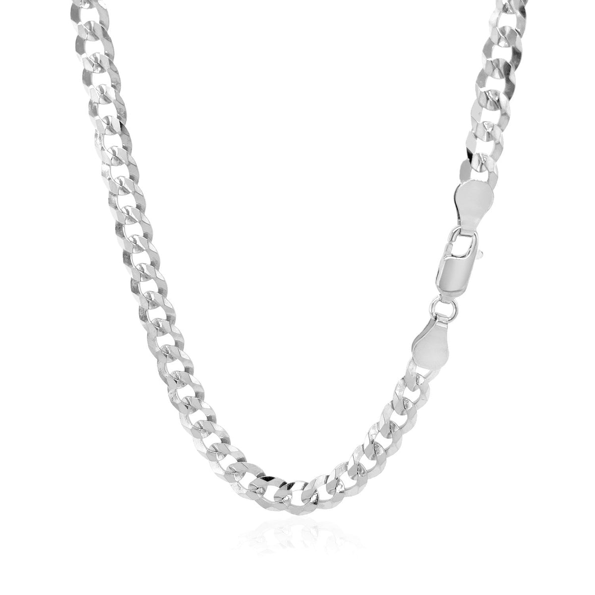 Rhodium Plated 5.6mm Sterling Silver Curb Style Chain - LinkagejewelrydesignLinkagejewelrydesign