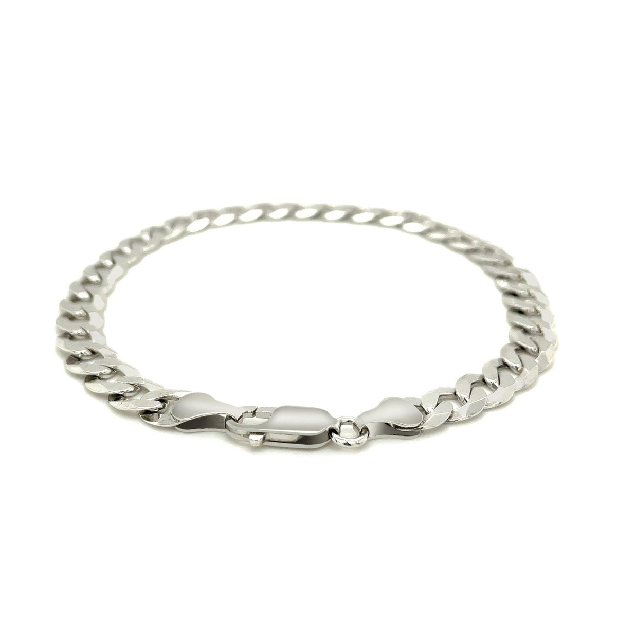 Rhodium Plated 7.2mm Sterling Silver Curb Style Bracelet - LinkagejewelrydesignLinkagejewelrydesign