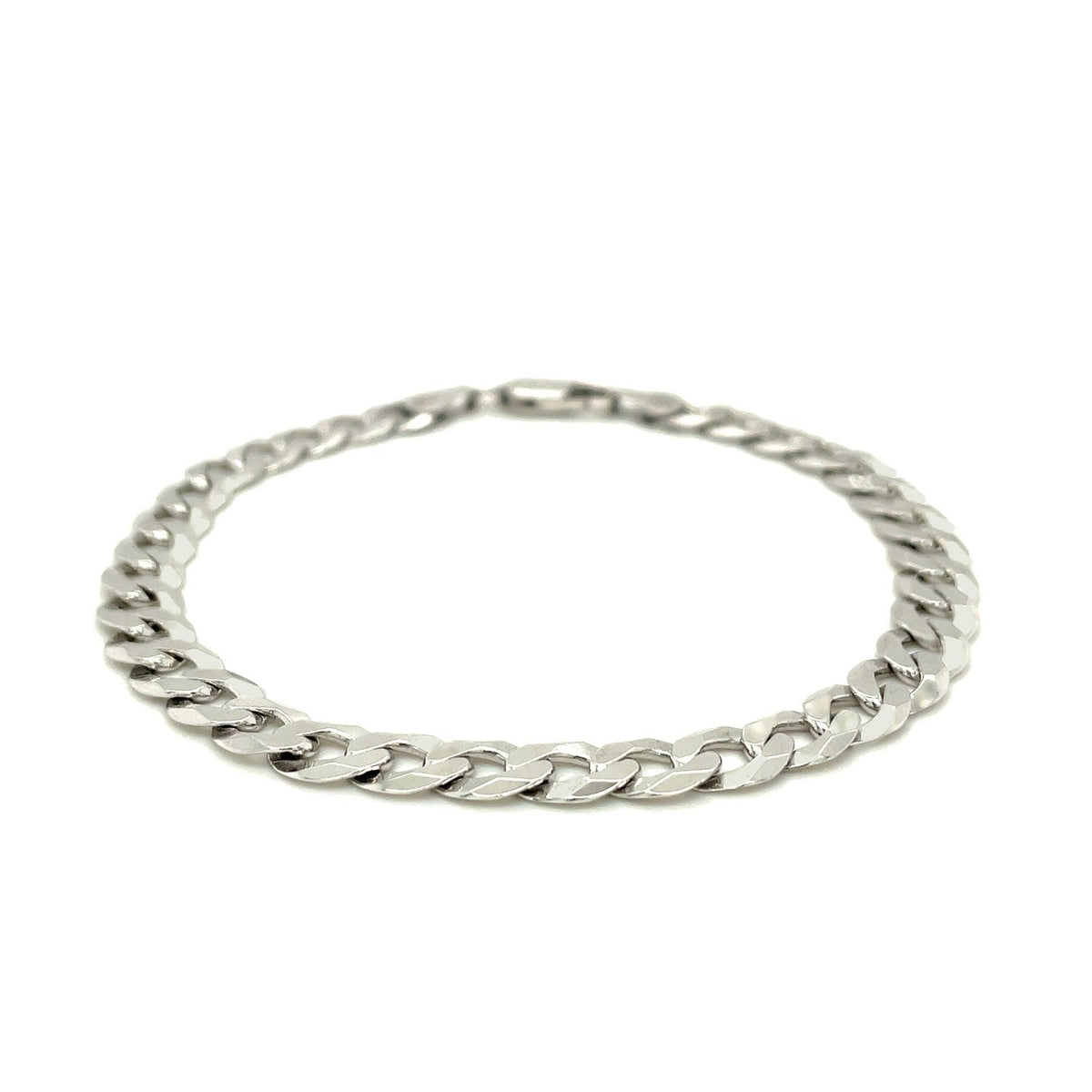 Rhodium Plated 7.2mm Sterling Silver Curb Style Bracelet - LinkagejewelrydesignLinkagejewelrydesign