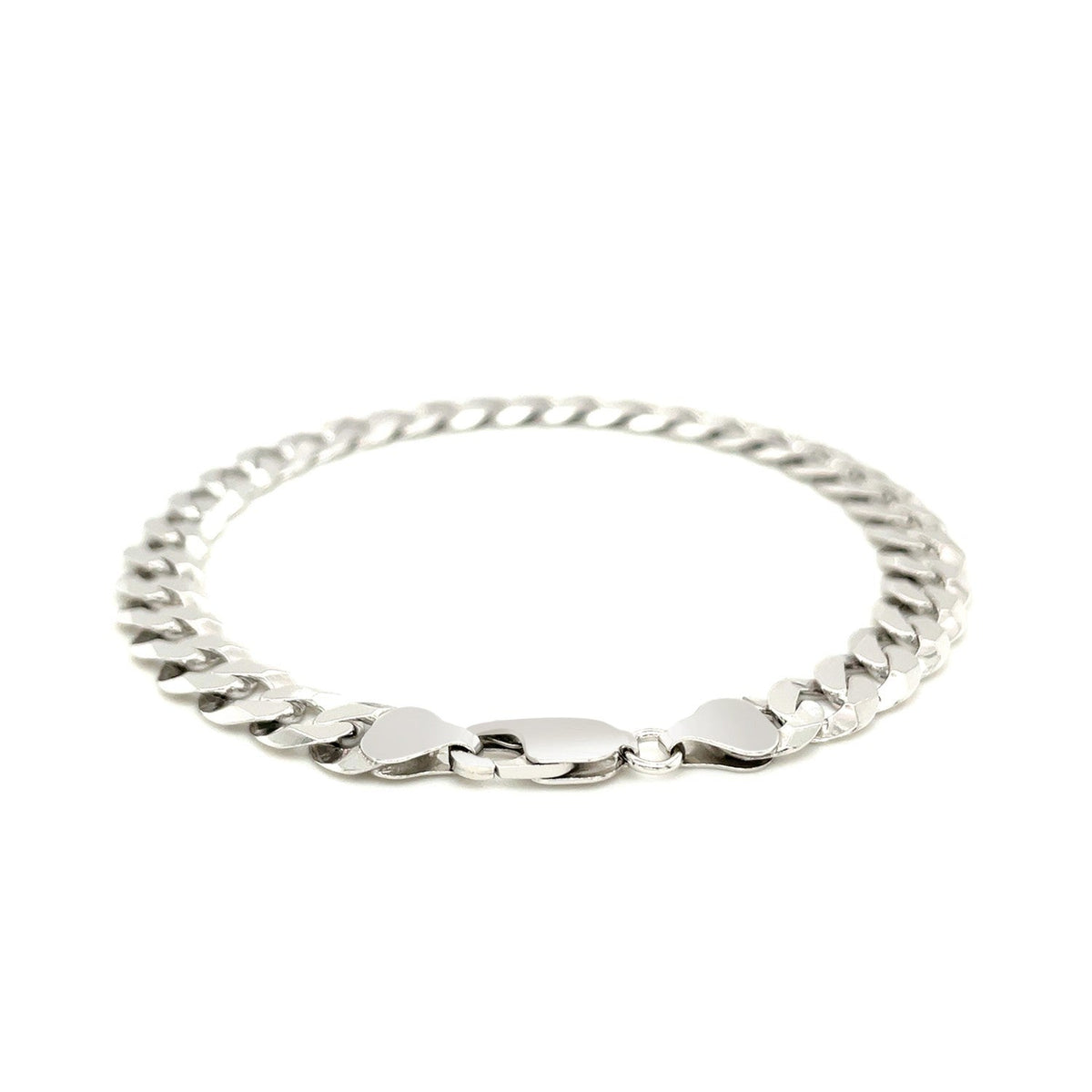 Rhodium Plated 7.9mm Sterling Silver Curb Style Bracelet - LinkagejewelrydesignLinkagejewelrydesign