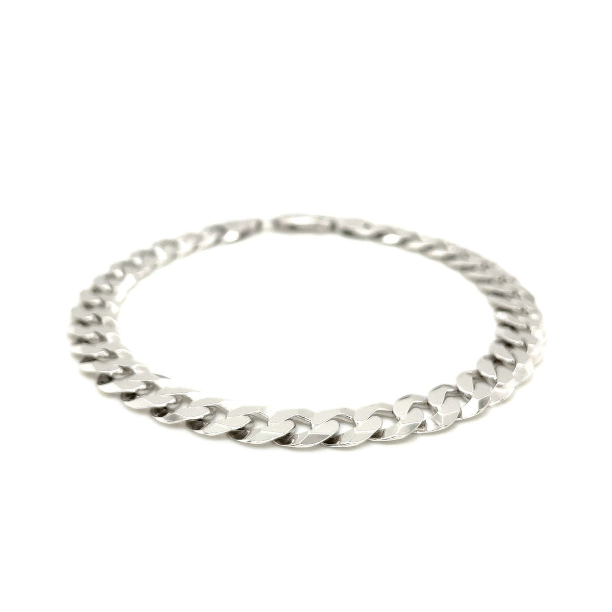 Rhodium Plated 7.9mm Sterling Silver Curb Style Bracelet - LinkagejewelrydesignLinkagejewelrydesign