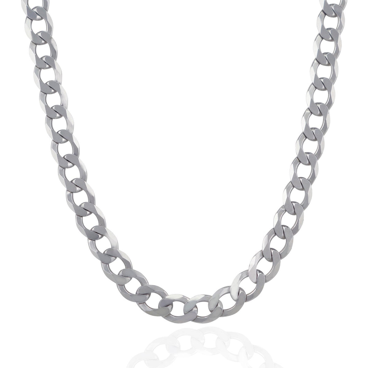 Rhodium Plated 8.4mm Sterling Silver Curb Style Chain - LinkagejewelrydesignLinkagejewelrydesign