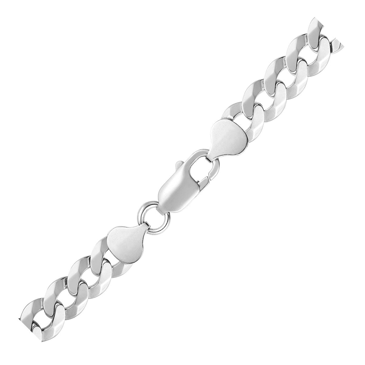 Rhodium Plated 8.4mm Sterling Silver Curb Style Chain - LinkagejewelrydesignLinkagejewelrydesign