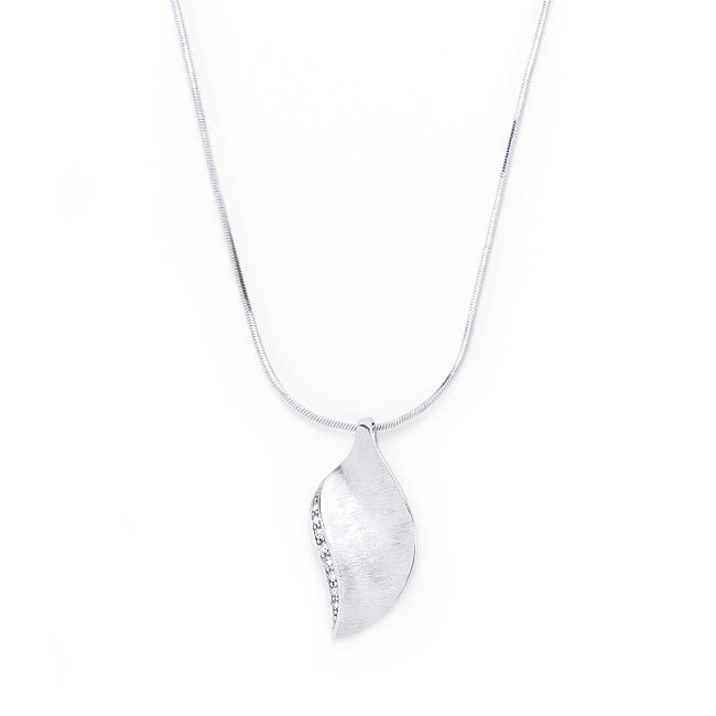 Rhodium Plated Crystal Leaf Necklace - LinkagejewelrydesignLinkagejewelrydesign