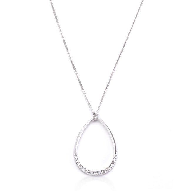 Rhodium Plated Crystal Teardrop Necklace - LinkagejewelrydesignLinkagejewelrydesign